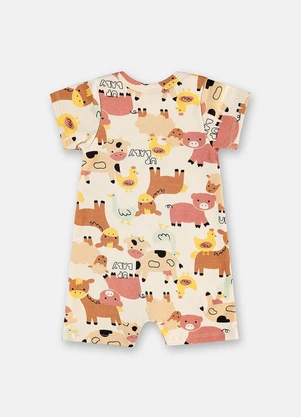 Up Baby - Macaquinho Suedine Estampado - UP BABY