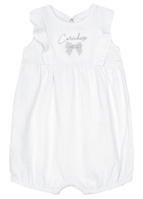 Carinhoso - Macaquinho Texturizado Menina Branco