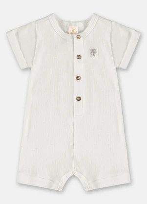 Up Baby - Macaquinho Unissex Bebê em Ribana Branco - UP BABY