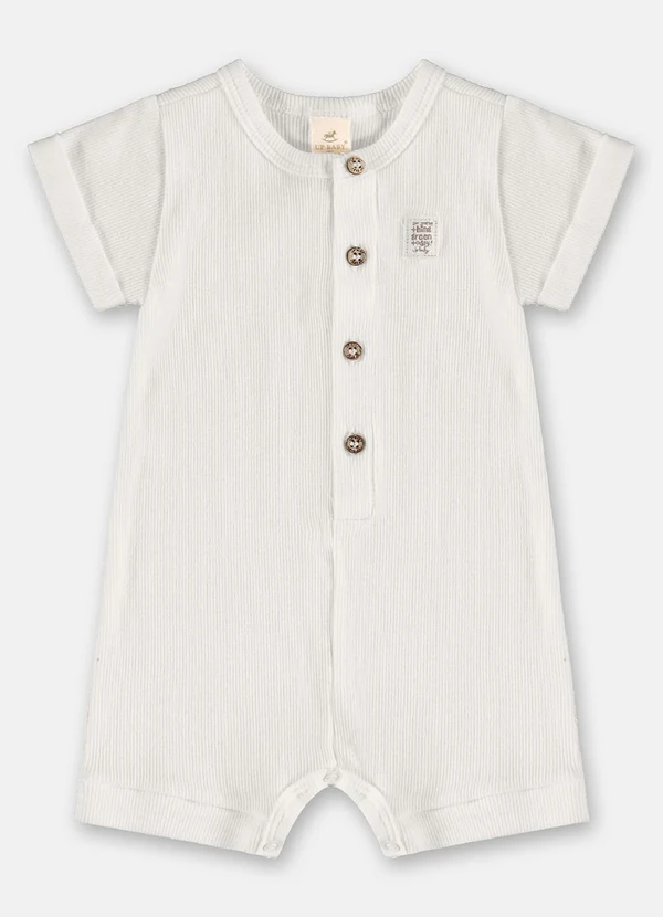 Up Baby - Macaquinho Unissex Bebê em Ribana Branco 2