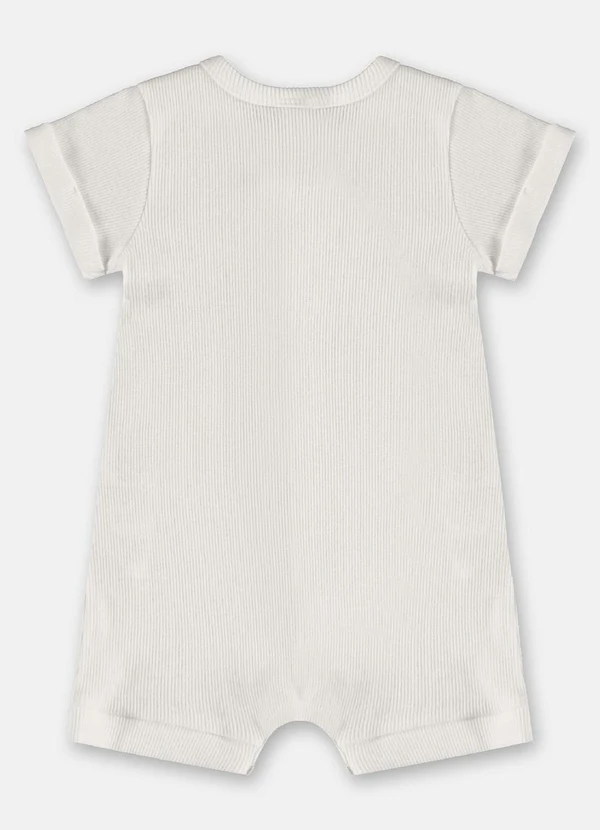 Up Baby - Macaquinho Unissex Bebê em Ribana Branco 3