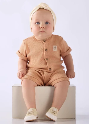 Macaquinho Unissex Bebê em Ribana Up Baby Marrom - UP BABY