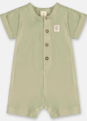 Up Baby - Macaquinho Unissex Bebê em Ribana Verde - UP BABY