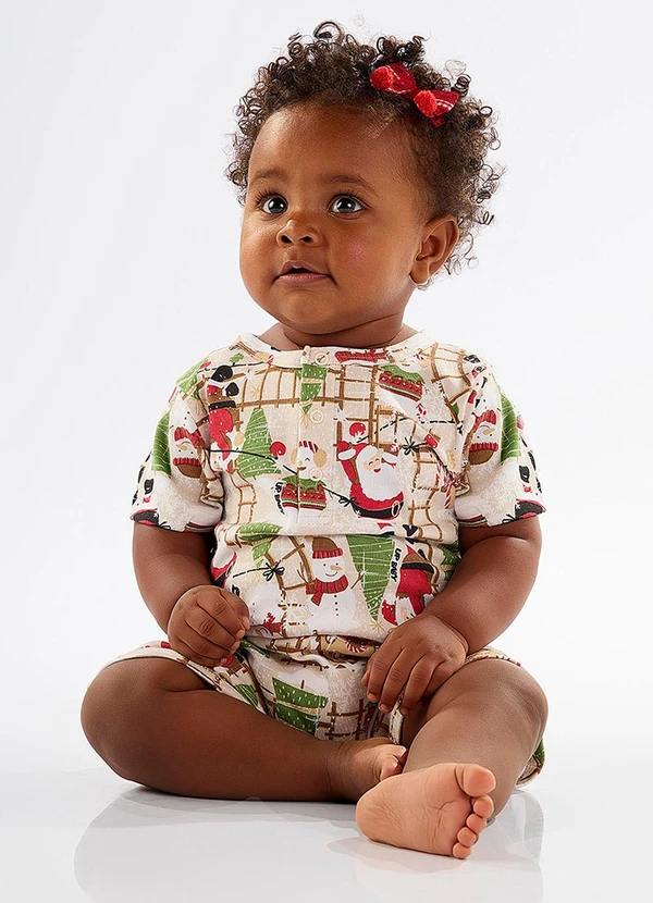 Up Baby - Macaquinho Unissex Bebê em Suedine Bege