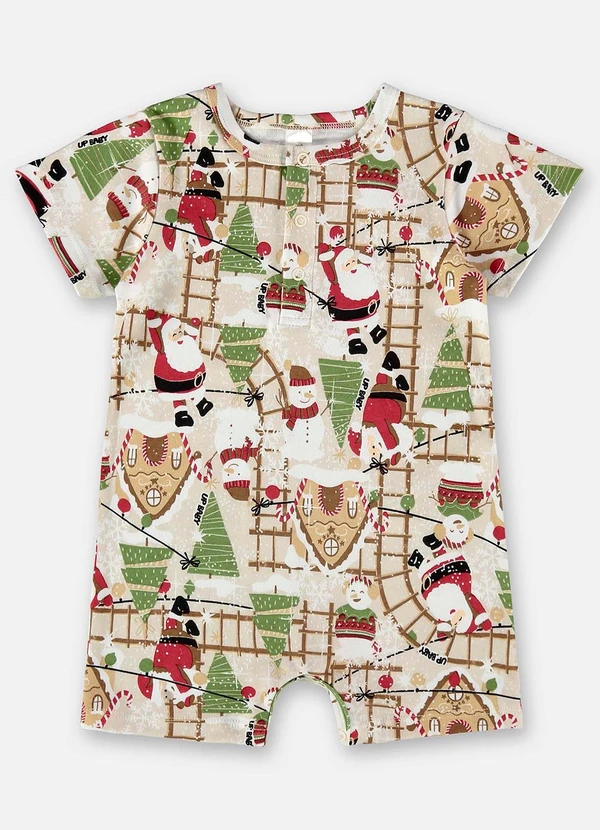 Up Baby - Macaquinho Unissex Bebê em Suedine Bege 2