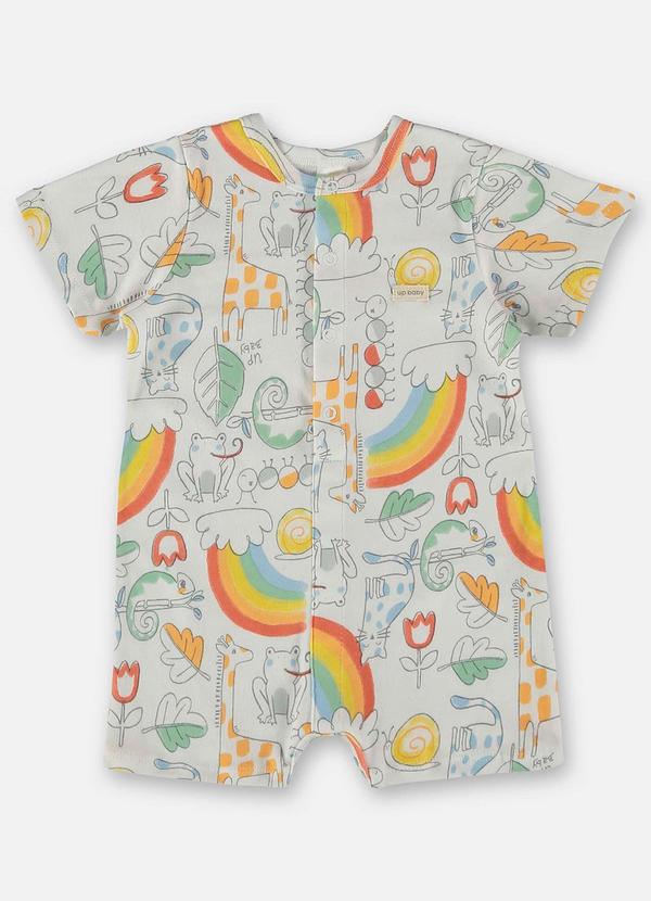 Up Baby - Macaquinho Unissex Bebê em Suedine Branco