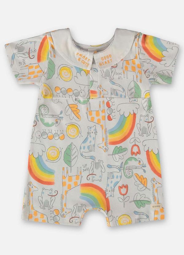 Up Baby - Macaquinho Unissex Bebê em Suedine Branco
