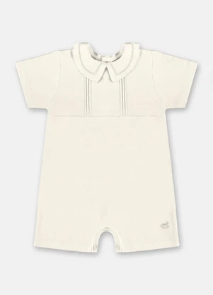 Up Baby - Macaquinho Unissex Bebê Suedine Branco - UP BABY