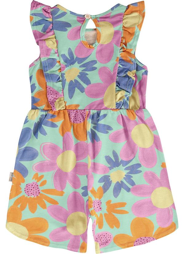 Malwee Kids - Macaquinho Verde Água Floral Evasê 3