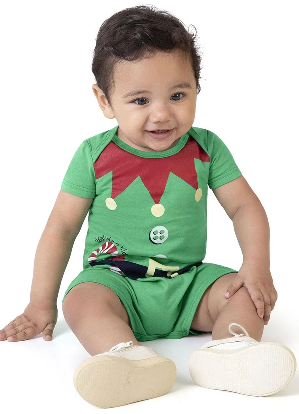 Malwee Kids - Macaquinho Verde Unissex Natal