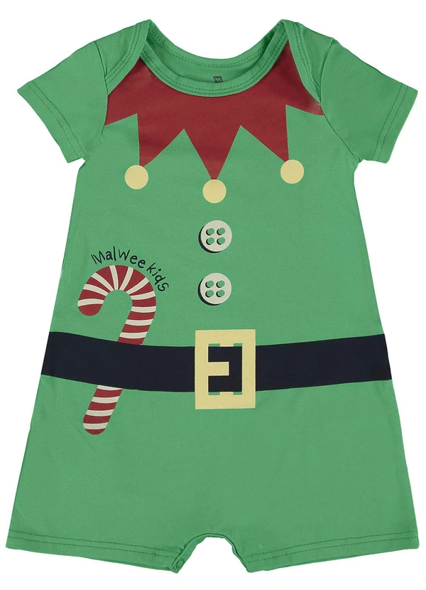 Malwee Kids - Macaquinho Verde Unissex Natal 2
