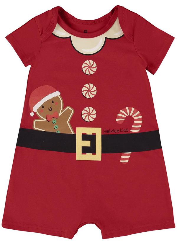 Malwee Kids - Macaquinho Vermelho Unissex Natal