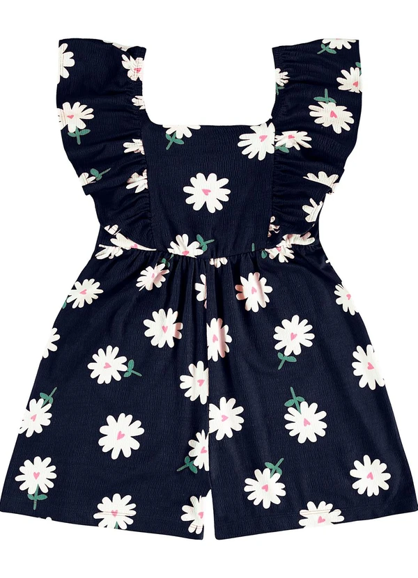 Rovi Kids - Macaquinho Visco Maquinetada Feminino Azul