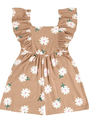 Rovi Kids - Macaquinho Visco Maquinetada Feminino Marrom - ROVI KIDS