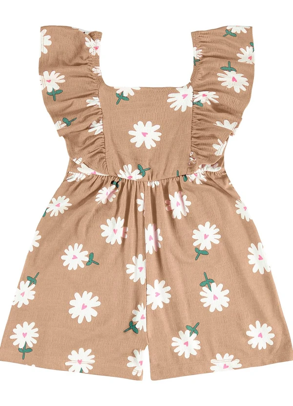 Rovi Kids - Macaquinho Visco Maquinetada Feminino Marrom