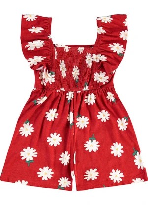 Rovi Kids - Macaquinho Visco Maquinetada Feminino Vermelho - ROVI KIDS