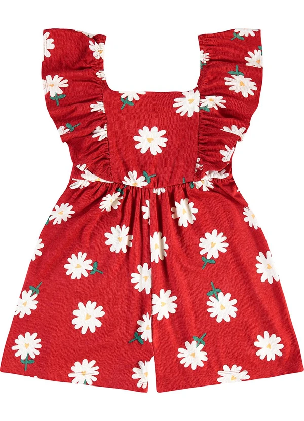 Rovi Kids - Macaquinho Visco Maquinetada Feminino Vermelho