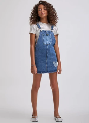 I Am - Salopete Jeans do Mickey com Strass Azul - I AM