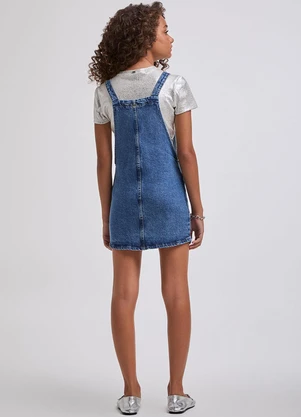 I Am - Salopete Jeans do Mickey com Strass Azul - I AM
