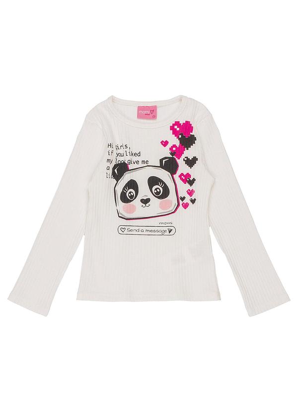 Momi - Blusa Canelada Panda Manga Longa Bege