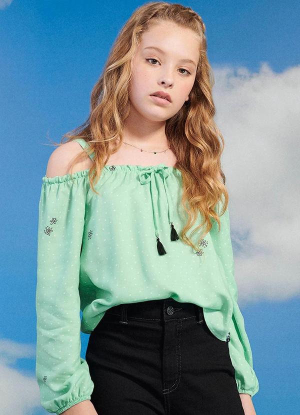 I Am - Blusa Ciganinha de Poá Verde