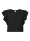 Alakazoo - Blusa Cropped com Mangas Curtas em Malha Rosa - variação: Preto