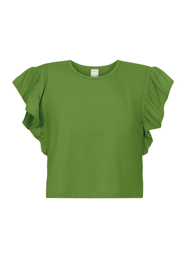 Alakazoo - Blusa Cropped com Mangas Curtas em Malha Verde