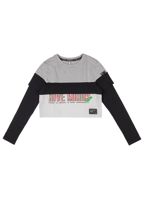 I Am - Blusa Cropped com Recortes Preto