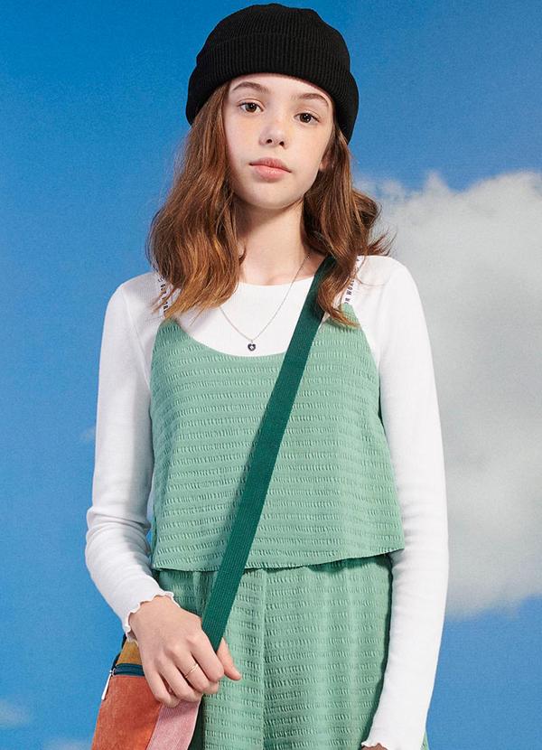 I Am - Blusa Cropped de Manga Longa Branco