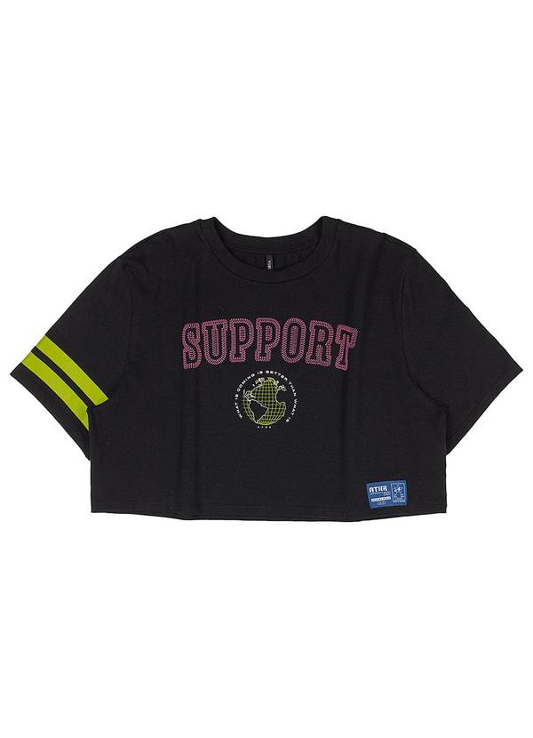 Authoria - Blusa Cropped Feminino Oversized Planet Preto 3