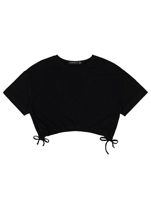 Authoria - Blusa Cropped Manga Curta Preto