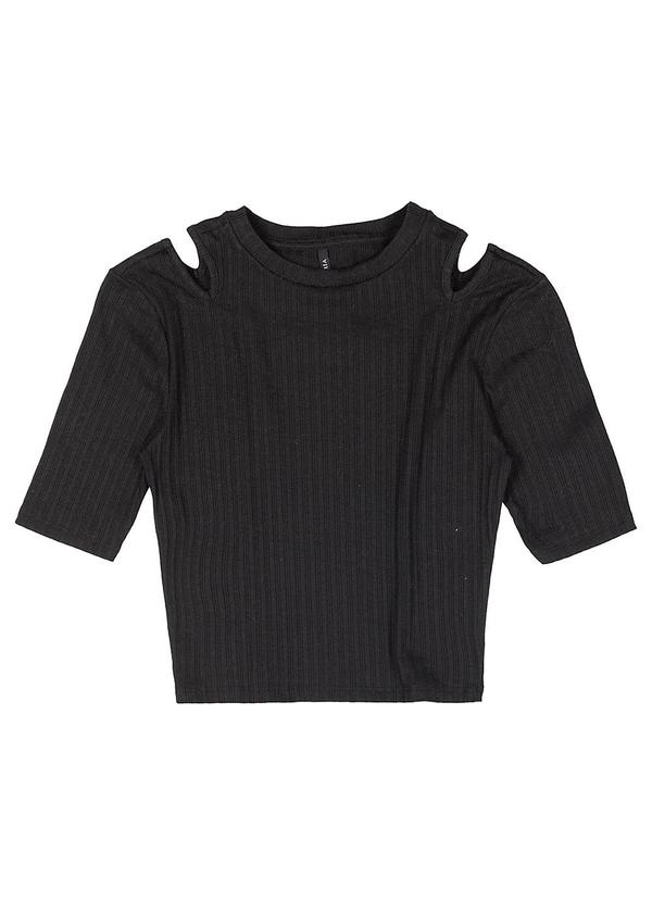 Authoria - Blusa de Algodão Canelada Preto