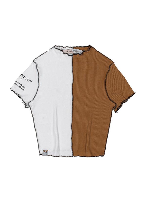 I Am - Blusa de Manga Curta Bicolor Branco