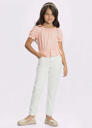 Alakazoo - Blusa de Mangas Bufantes em Malha Listrada Rosa - ALAKAZOO