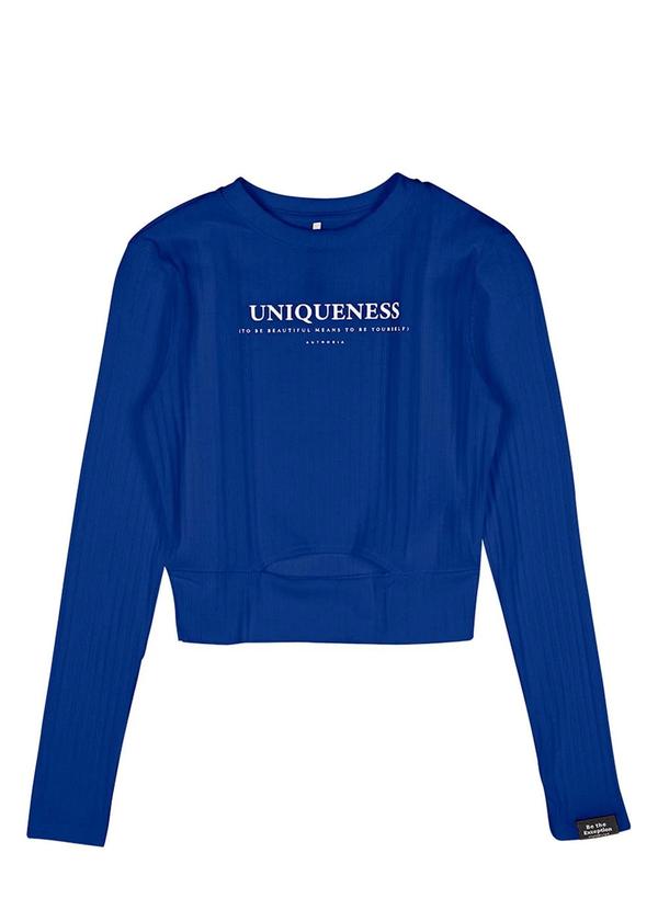 Authoria - Blusa Feminina Canelada com Estampa Azul