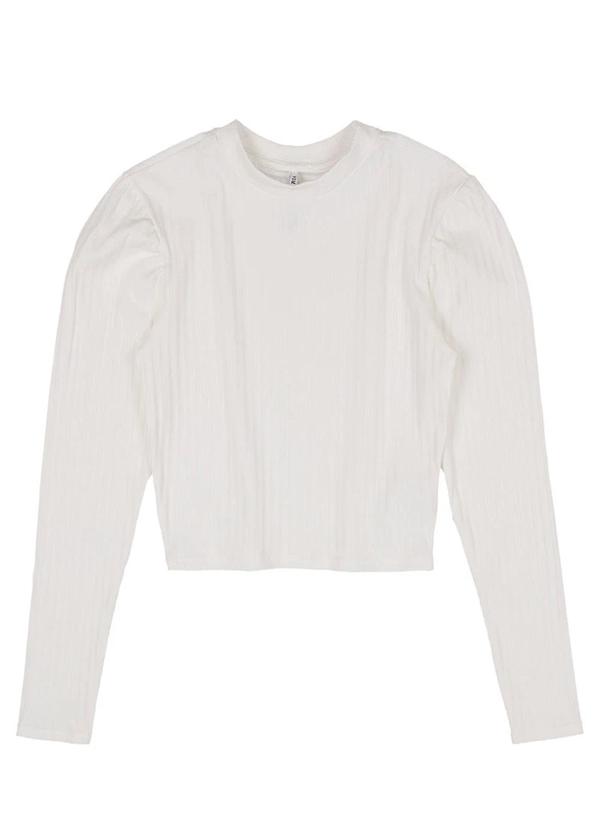 Authoria - Blusa Feminina Canelada Manga Bufante Branco