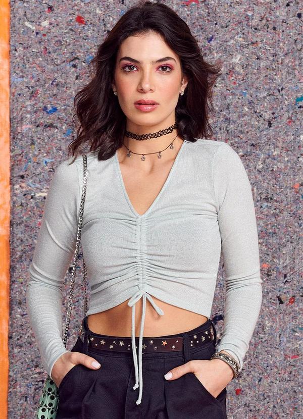 Authoria - Blusa Feminina Lurex com Colisse Verde