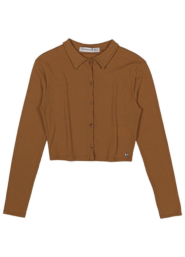 Authoria - Blusa Feminino Canelada Polo Marrom