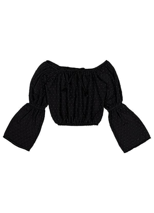 Authoria - Blusa Feminino de Chiffon Preto