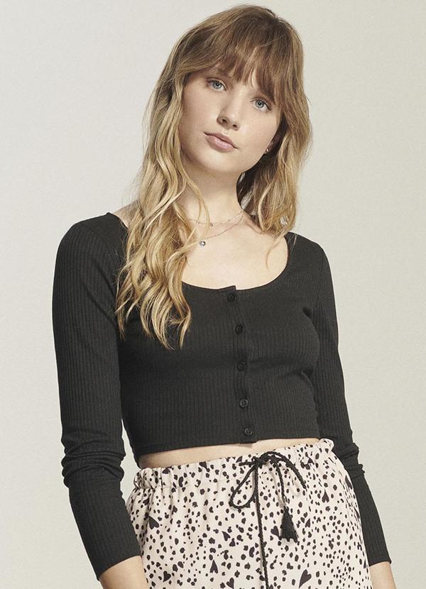 Authoria - Blusa Feminino de Manga Longa Preto