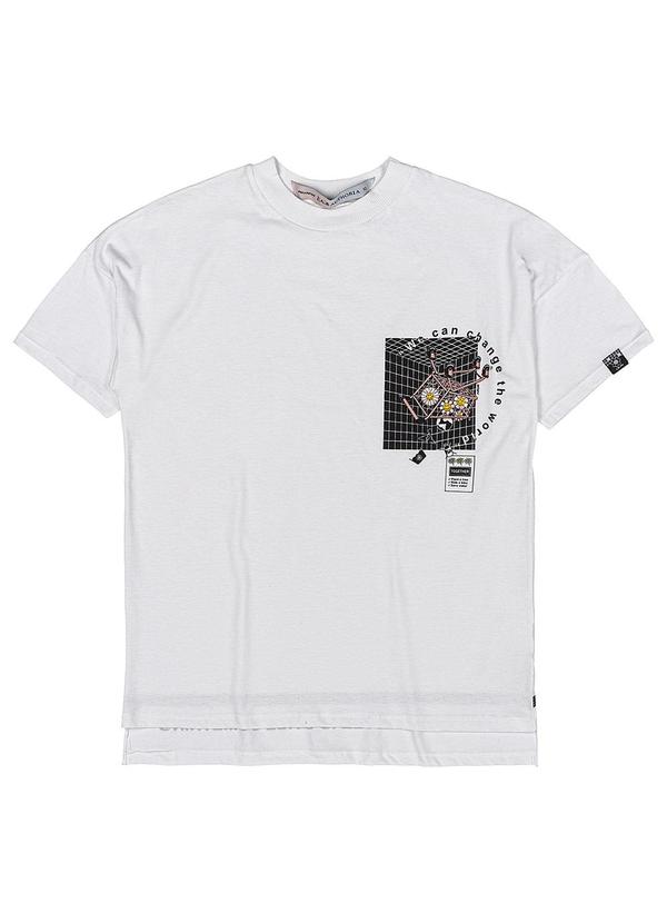 I Am - Blusa Feminino Manga Curta Alongada Branco