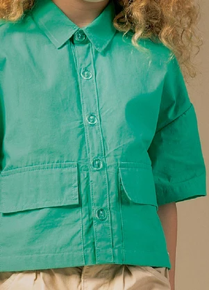 Bugbee - Blusa Infantil em Tricoline Verde - BUGBEE