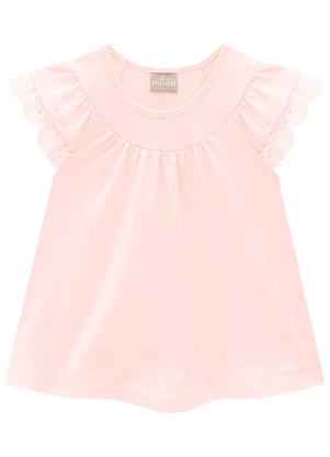 Milon - Blusa Infantil Menina Babado Rosa - MILON