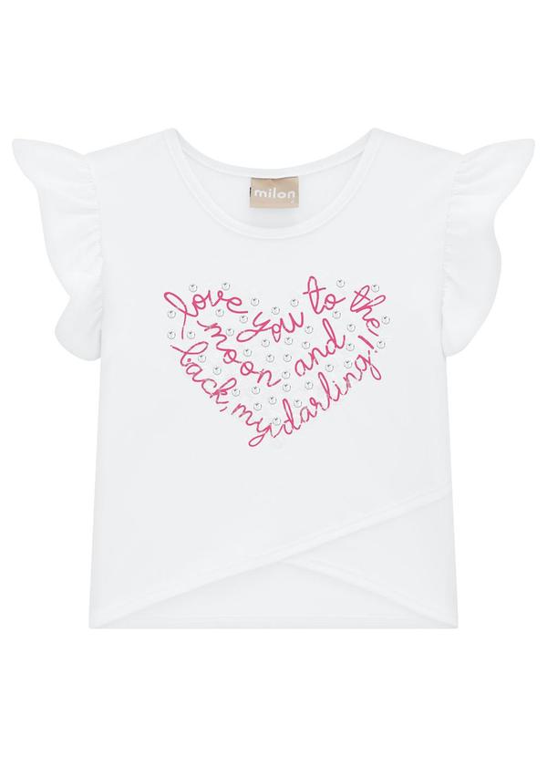 Milon - Blusa Infantil Menina Coração Branco