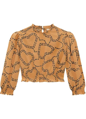 Milon - Blusa Infantil Menina Coração Marrom - MILON