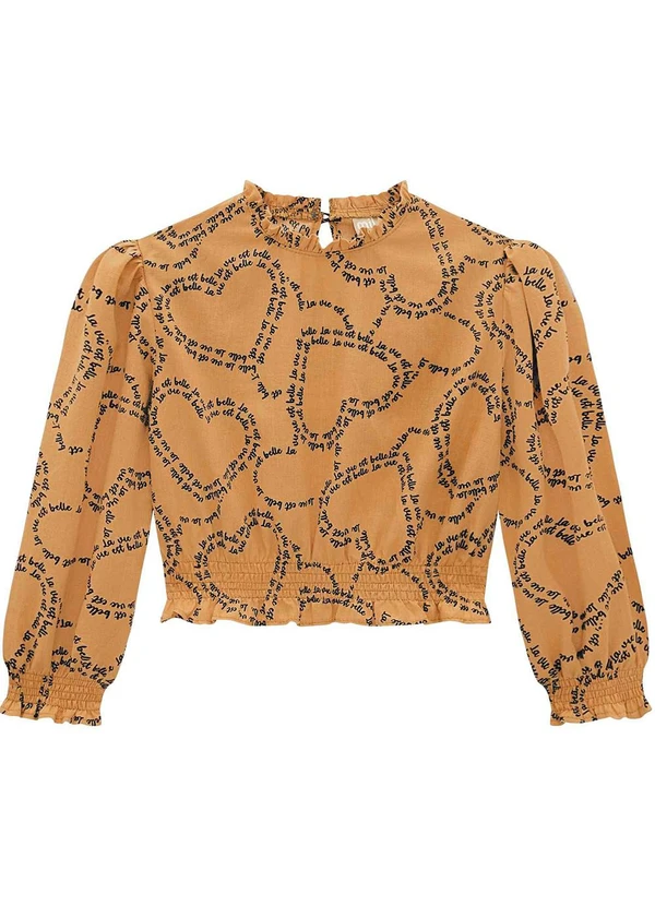 Milon - Blusa Infantil Menina Coração Marrom