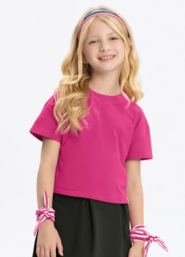 Alakazoo - Blusa Infantil Menina de Mangas Curtas Rosa