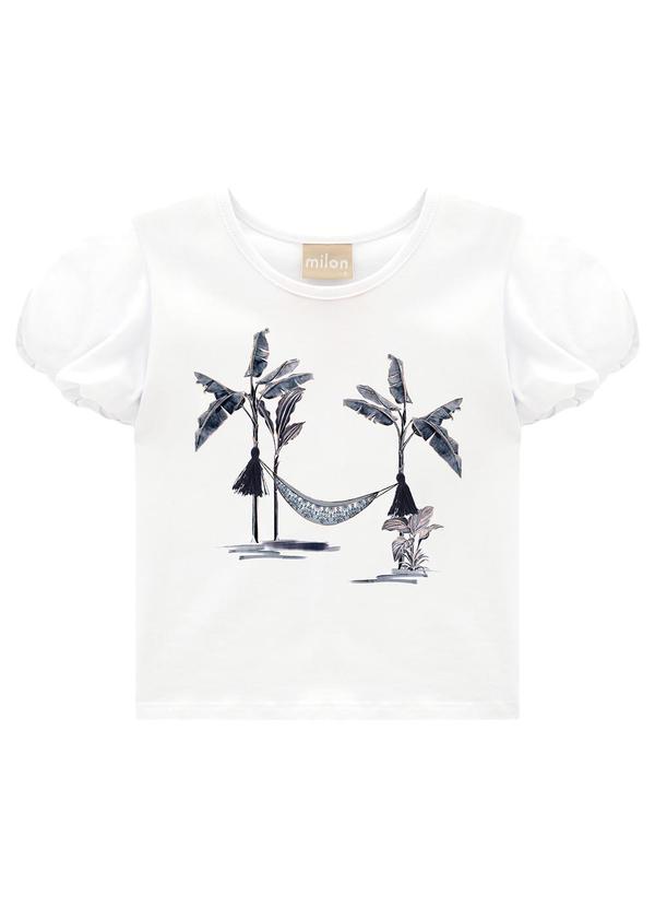 Milon - Blusa Infantil Menina Estampa Branco