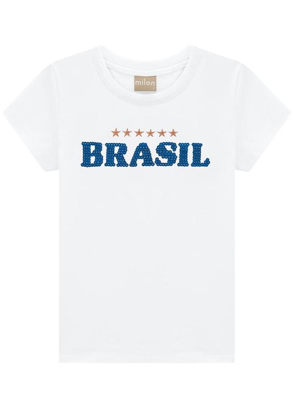 Milon - Blusa Infantil Menina Lettering Branco