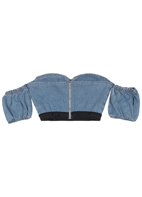 Authoria - Blusa Jeans Cropped Feminino Azul 4